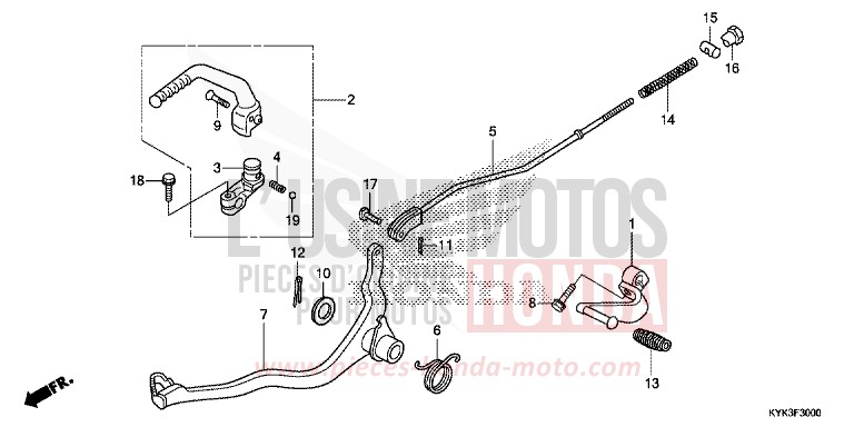 PEDALE/BIE. DE DEMARREUR DE KICK de CRF110F EXTREME RED (R292) 2013