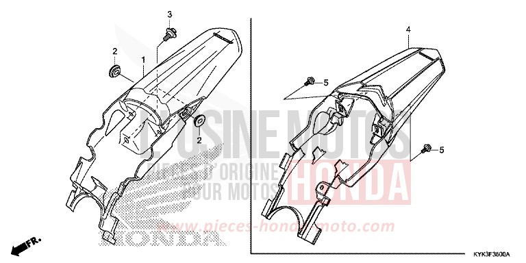 GARDE-BOUE ARRIERE de CRF110F EXTREME RED (R292) 2013
