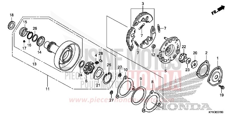EMBRAYAGE UNIDIRECTIONNEL de CRF110F EXTREME RED (R292) 2017