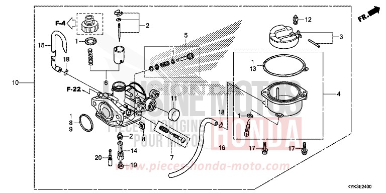 CARBURATEUR (CRF110FD/E/H/J) de CRF110F EXTREME RED (R292) 2017