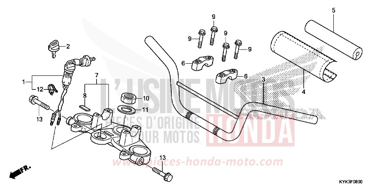 TUYAU DE GUIDON/PONT SUPERIEUR (CRF110FD/E/H/J) de CRF110F EXTREME RED (R292) 2017