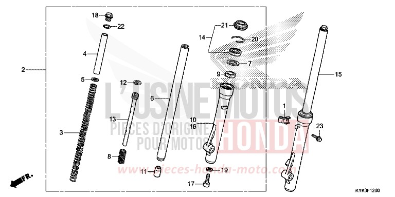 FOURCHETTE AVANT de CRF110F EXTREME RED (R292) 2017