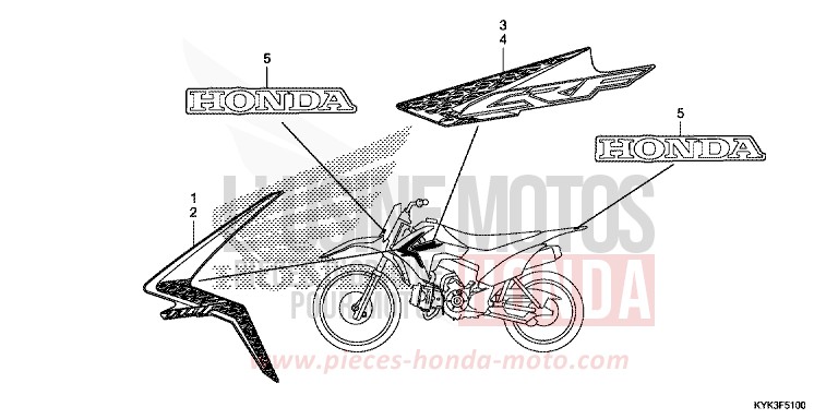 RAYURE/MARQUE (CRF110FD/E/H/J) de CRF110F EXTREME RED (R292) 2017