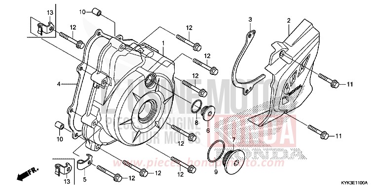 PANNEAU CARTER-MOTEUR G. de CRF110F EXTREME RED (R292) 2019