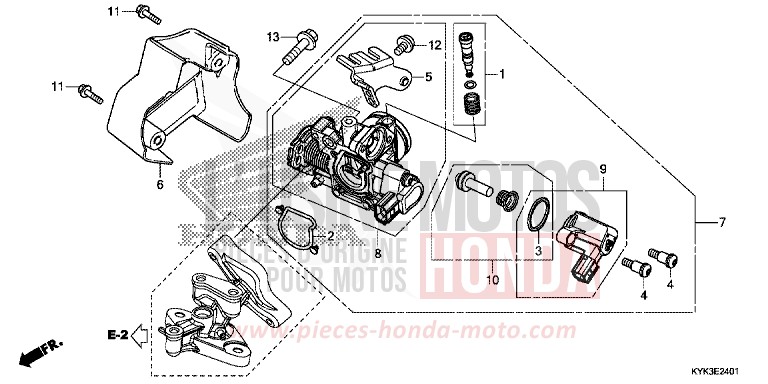 CORPS DE PAPILLON (CRF110FK/L/M/N) de CRF110F EXTREME RED (R292) 2019