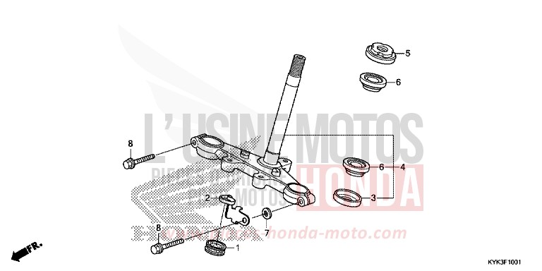 TIGE DE DIRECTION (CRF110FK/L/M/N) de CRF110F EXTREME RED (R292) 2019