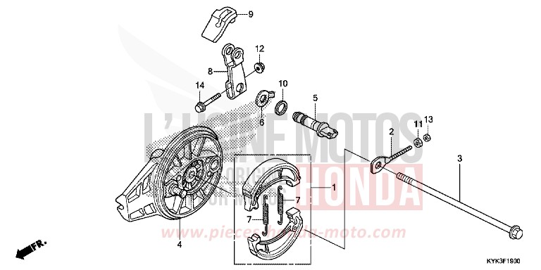 PANNEAU DE FREIN ARRIERE de CRF110F EXTREME RED (R292) 2019