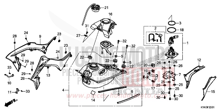 RESERVOIR A CARBURANT (CRF110FK/L/M/N) de CRF110F EXTREME RED (R292) 2019