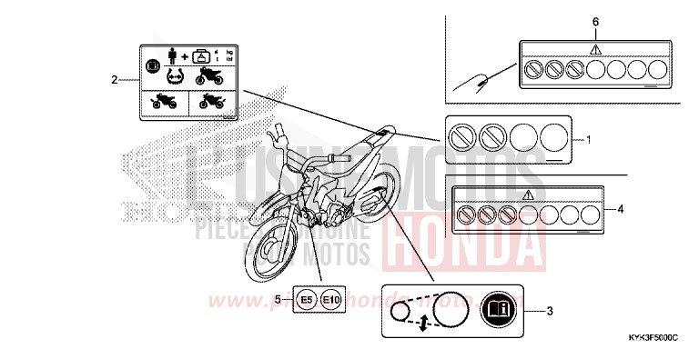 ETIQUETTE DE PRECAUTIONS (ED,U) de CRF110F EXTREME RED (R292) 2019
