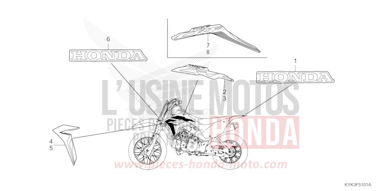 RAYURE/MARQUE (CRF110FK/L/M/N) de CRF110F EXTREME RED (R292) 2019