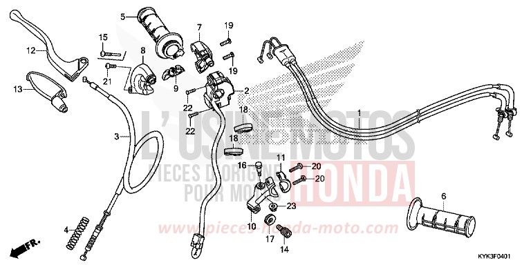 LEVIER DE GUIDON/COMMUTATEUR/CABLE (CRF110FK/L/M/N) de CRF110F EXTREME RED (R292) 2022