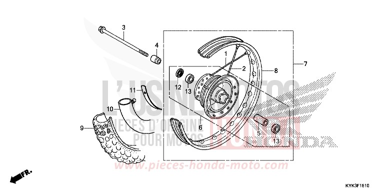 ROUE AVANT de CRF110F EXTREME RED (R292) 2022