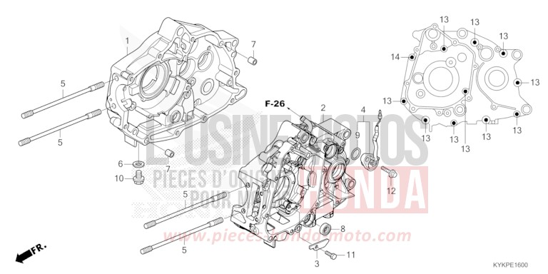 CARTER MOTEUR de CRF110F EXTREME RED (R292) 2023