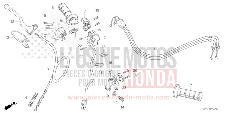 LEVIER DE GUIDON/COMMUTATEUR/CABLE de CRF110F EXTREME RED (R292) 2023
