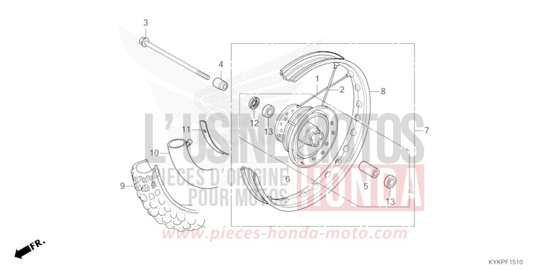 ROUE AVANT de CRF110F EXTREME RED (R292) 2023