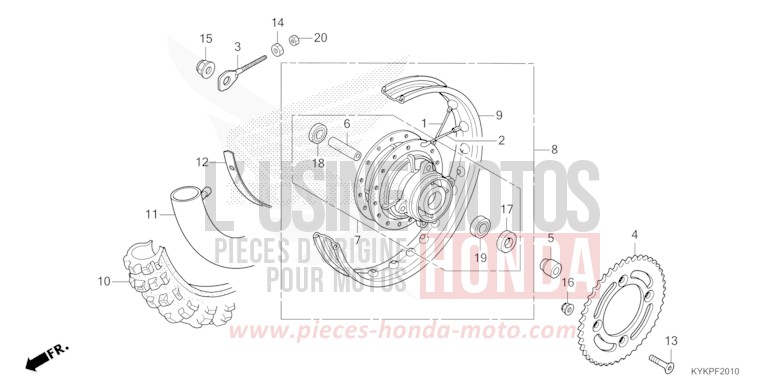 ROUE ARRIERE de CRF110F EXTREME RED (R292) 2023