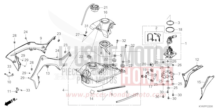 RESERVOIR A CARBURANT de CRF110F EXTREME RED (R292) 2023