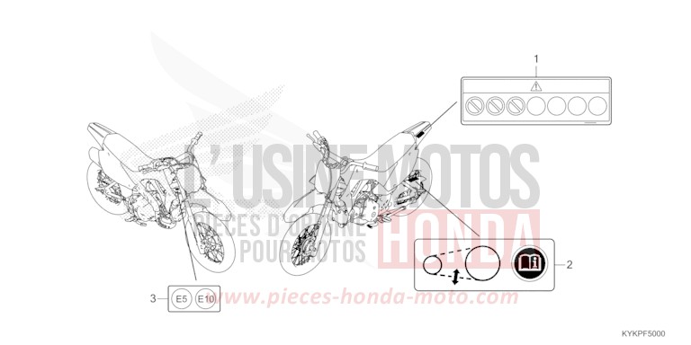 ETIQUETTE DE PRECAUTIONS de CRF110F EXTREME RED (R292) 2023