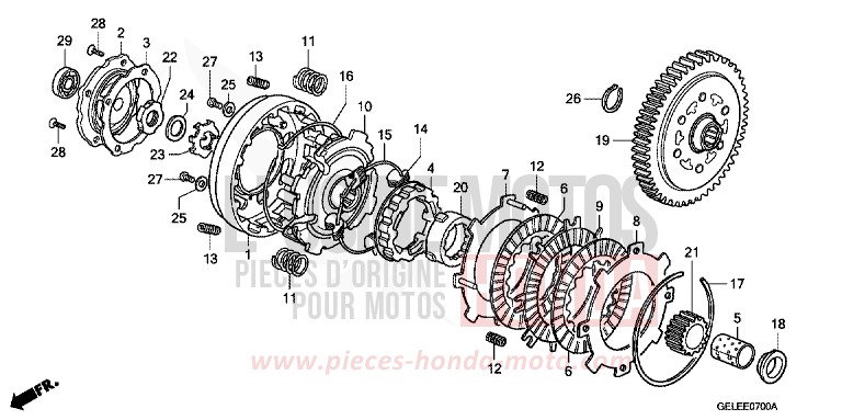 EMBRAYAGE de CRF50F EXTREME RED (R292) de 2004