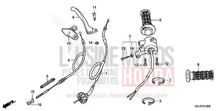 LEVIER DE GUIDON/COMMUTATEUR/CABLE de CRF50F EXTREME RED (R292) de 2004