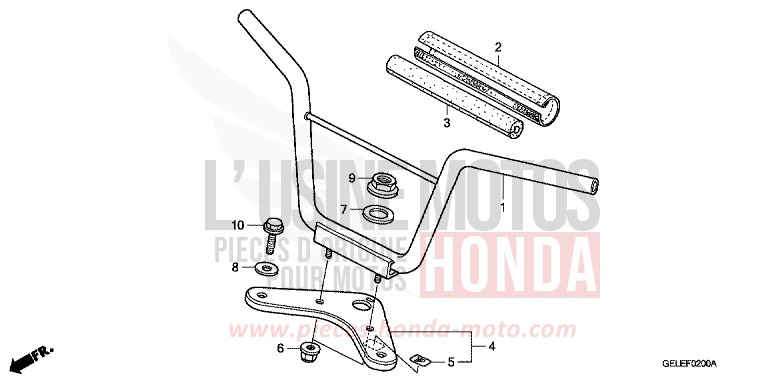 TUYAU DE GUIDON/PONT SUPERIEUR de CRF50F EXTREME RED (R292) de 2004