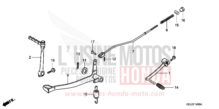 BRAKE PEDAL/KICK STARTERARM de CRF50F EXTREME RED (R292) de 2004
