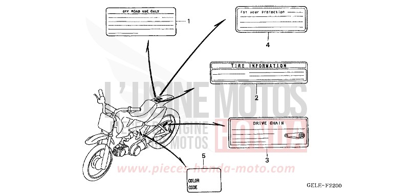 ETIQUETTE DE PRECAUTIONS (CRF50F4-9) de CRF50F EXTREME RED (R292) de 2004