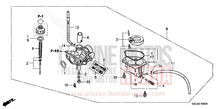 CARBURATEUR de CRF50F EXTREME RED (R292) 2006