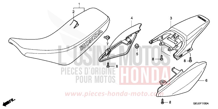 SIEGE/GARDE-BOUE ARRIERE de CRF50F EXTREME RED (R292) 2006