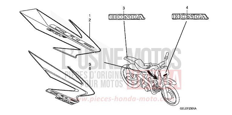 MARQUE/RAYURE (CRF50F6/7) de CRF50F EXTREME RED (R292) 2006