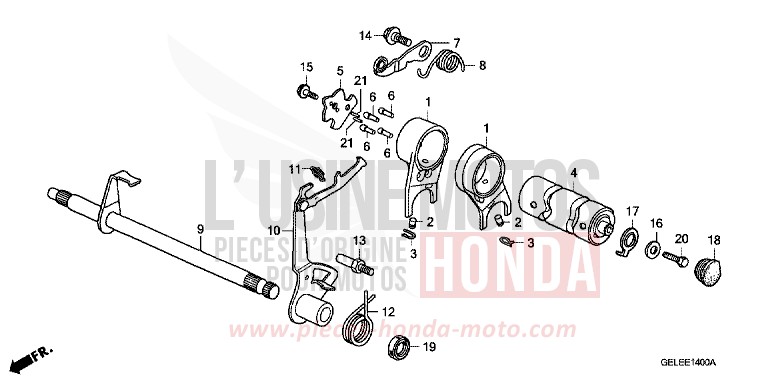 BARILLET DE SELECTION de CRF50F EXTREME RED (R292) de 2007