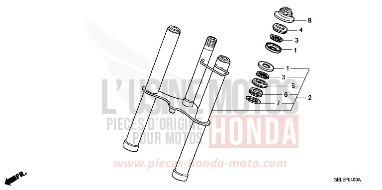 FOURCHETTE AVANT de CRF50F EXTREME RED (R292) de 2007