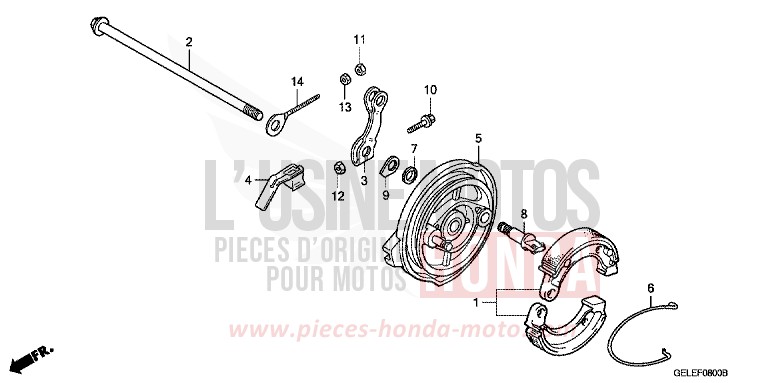 PANNEAU DE FREIN ARRIERE de CRF50F EXTREME RED (R292) de 2007