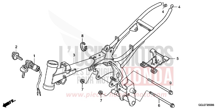 CARROSSERIE DE CHASSIS de CRF50F EXTREME RED (R292) de 2007