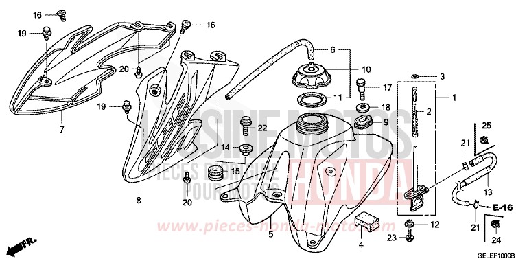 RESERVOIR A CARBURANT de CRF50F EXTREME RED (R292) 2008