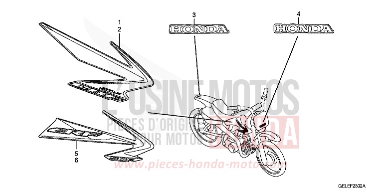 MARQUE/RAYURE (CRF50F8/9/A) de CRF50F EXTREME RED (R292) 2009