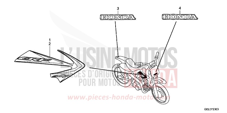MARQUE/RAYURE (CRF50FB) de CRF50F EXTREME RED (R292) 2011