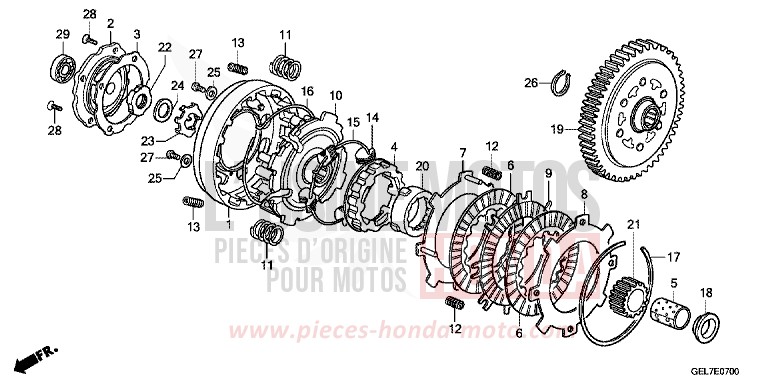 EMBRAYAGE de CRF50F EXTREME RED (R292) 2012