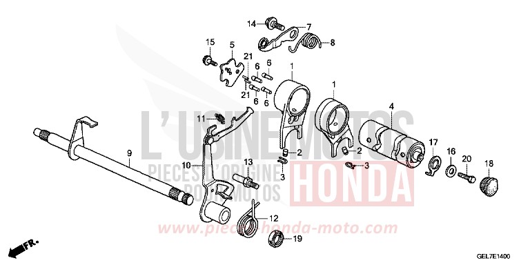 BARILLET DE SELECTION de CRF50F EXTREME RED (R292) de 2013