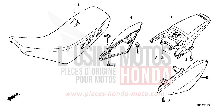 SIEGE/GARDE-BOUE ARRIERE de CRF50F EXTREME RED (R292) de 2013