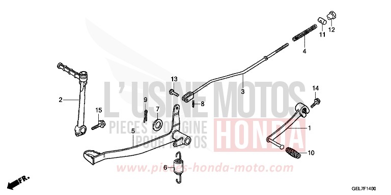 PEDALE DE FREIN/BIE. DE DEMARREUR DE KICK de CRF50F EXTREME RED (R292) de 2013