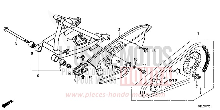BRAS OSCILLANT (CRF50FD/E/H/J/K/L) de CRF50F EXTREME RED (R292) de 2013