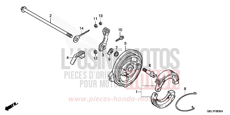 PANNEAU DE FREIN ARRIERE de CRF50F EXTREME RED (R292) 2014
