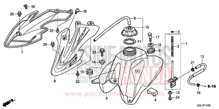 RESERVOIR A CARBURANT de CRF50F EXTREME RED (R292) 2014