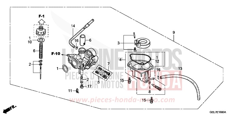 CARBURATEUR de CRF50F EXTREME RED (R292) 2017