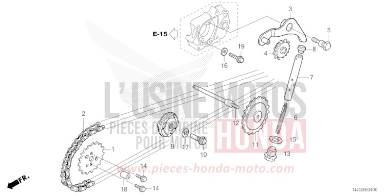 CHAINE A CAMES/TENDEUR de CRF50F EXTREME RED (R292) de 2022