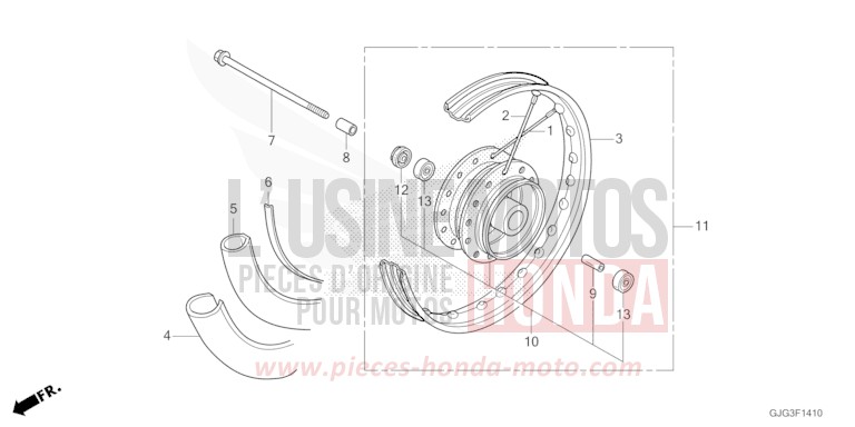 ROUE AVANT de CRF50F EXTREME RED (R292) de 2022
