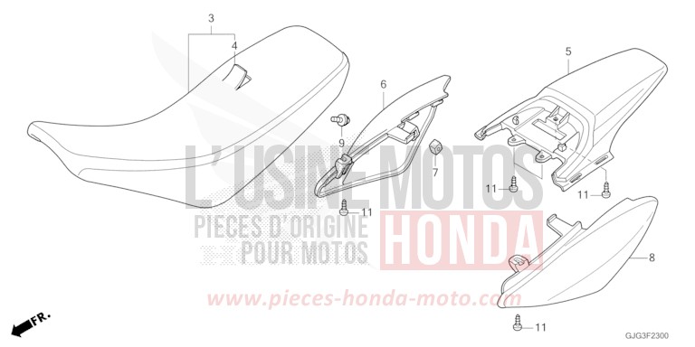 SIEGE/GARDE-BOUE ARRIERE de CRF50F EXTREME RED (R292) de 2022