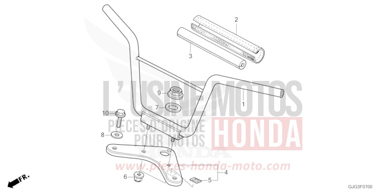 TUYAU DE GUIDON/PONT SUPERIEUR de CRF50F EXTREME RED (R292) 2023