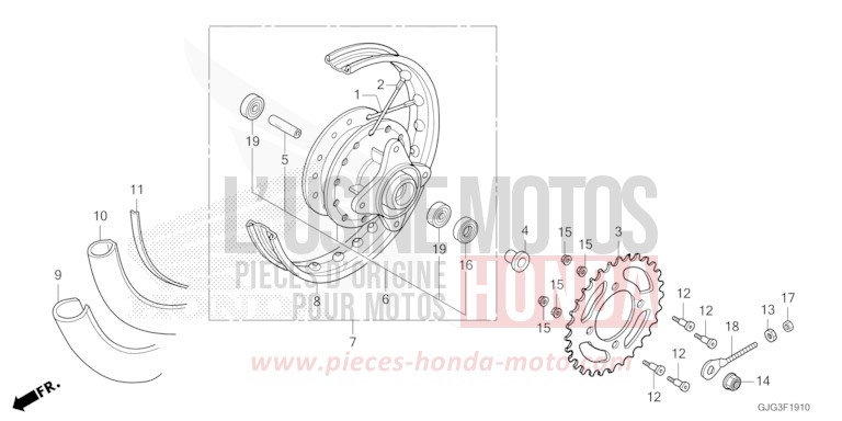 ROUE ARRIERE de CRF50F EXTREME RED (R292) 2023